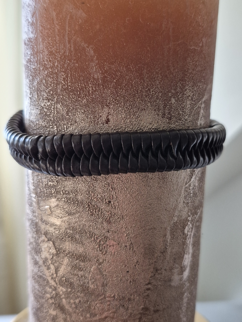 Braided Brown Leather Bangle Bracelet